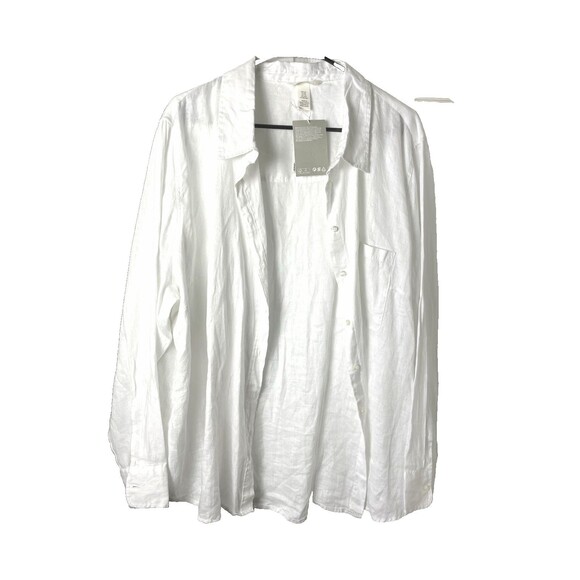 H&M Tops - NWT H&M Premium Selection White 100% Linen Lin Button Down Shirt  Size XXL